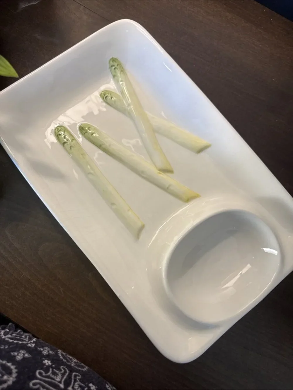 Williams Sonoma Ceramic Pottery Asparagus Platter & Sauce Tray Made in Italy